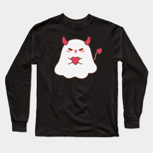 Kawaii Cute Spooky with red Heart Long Sleeve T-Shirt